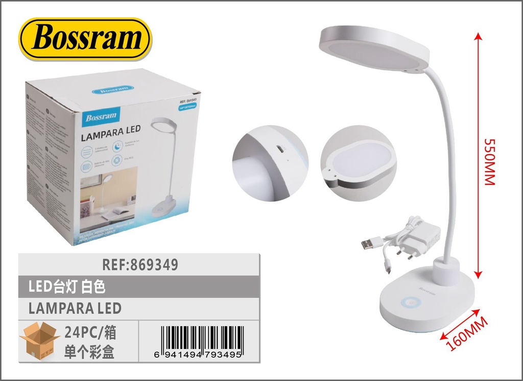 Lámpara LED de mesa blanca TD6752 para oficina y estudio