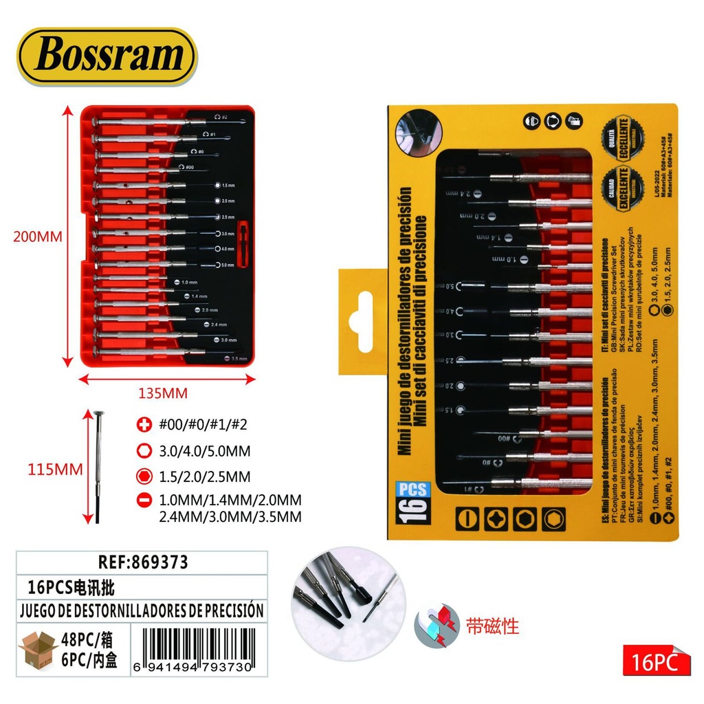 Juego de destornilladores de precisión 16pcs para electrónica