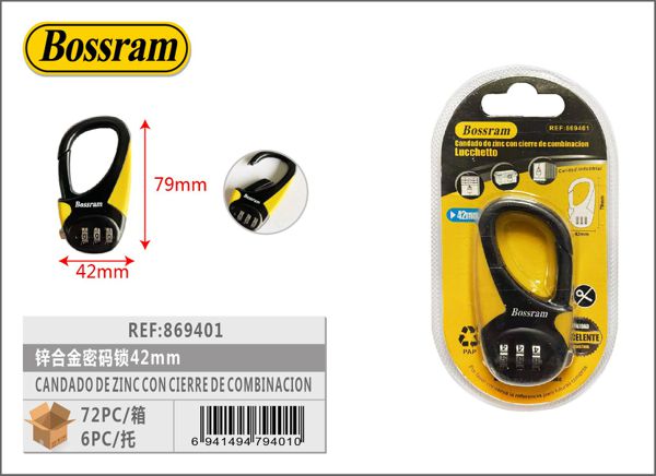 Candado de zinc con cierre de combinación 42mm