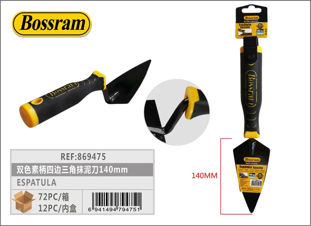 Espátula triangular para alisar cemento 140 mm 1pc