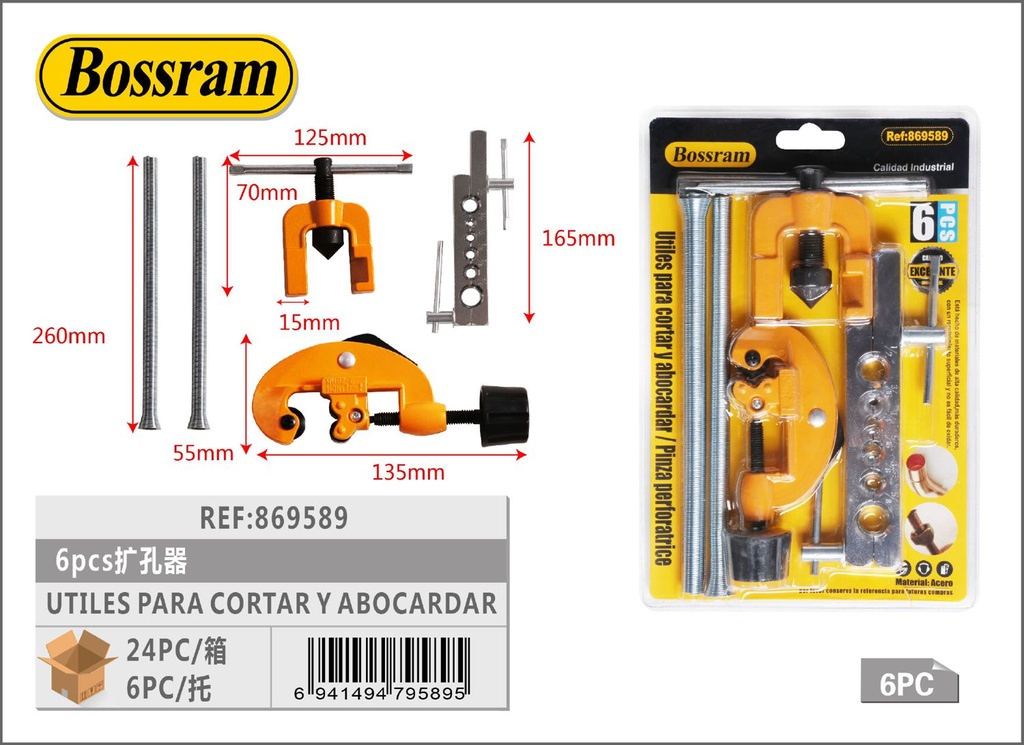 Útiles para cortar y abocardar 6pcs para ferretería