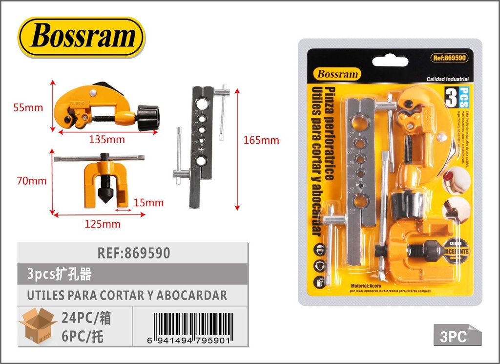 Herramientas para cortar y abocardar 3pcs para ferretería