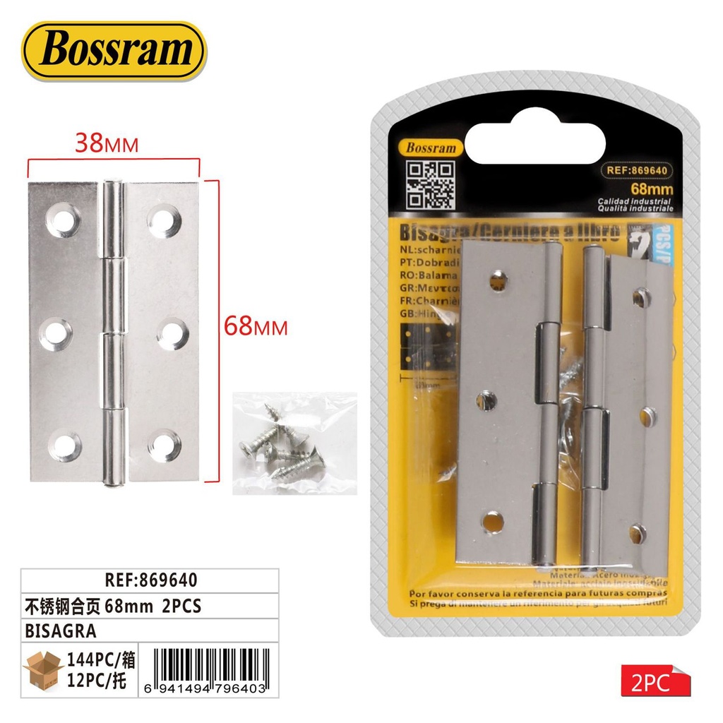 Bisagras de acero inoxidable 68mm 2pcs para puertas