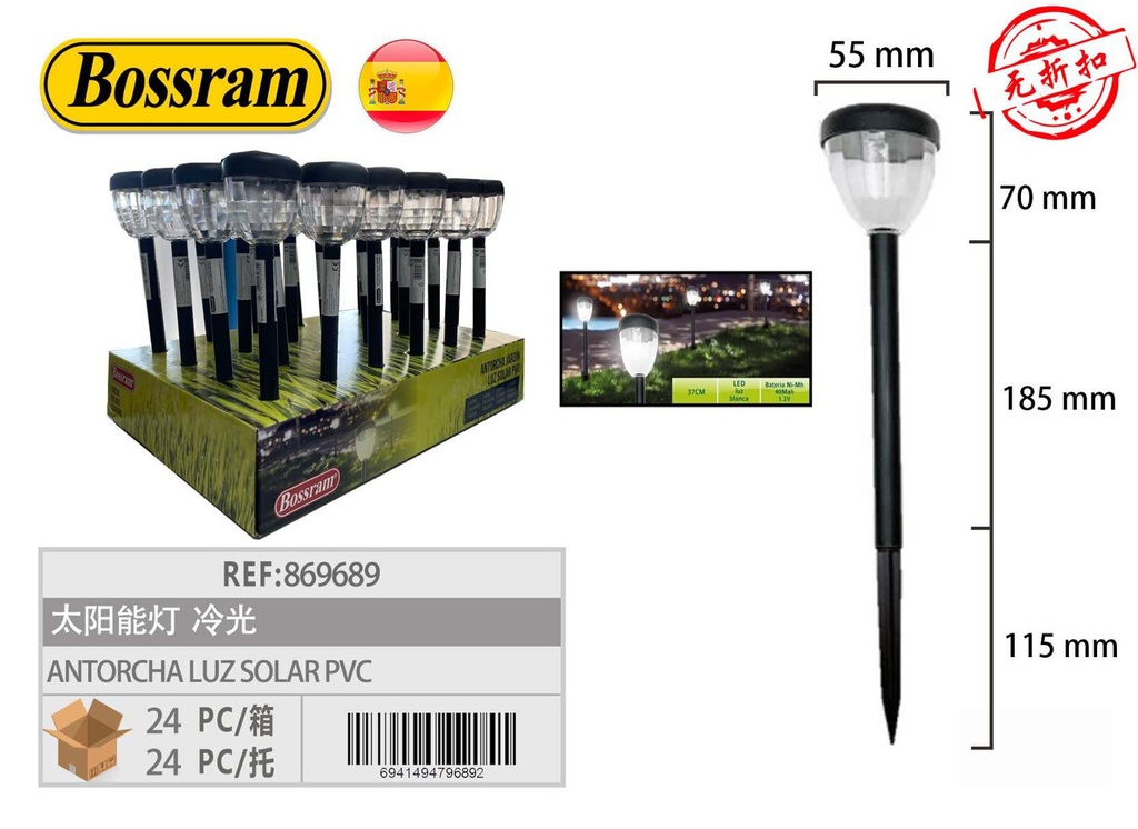 Antorcha luz solar PVC para jardín