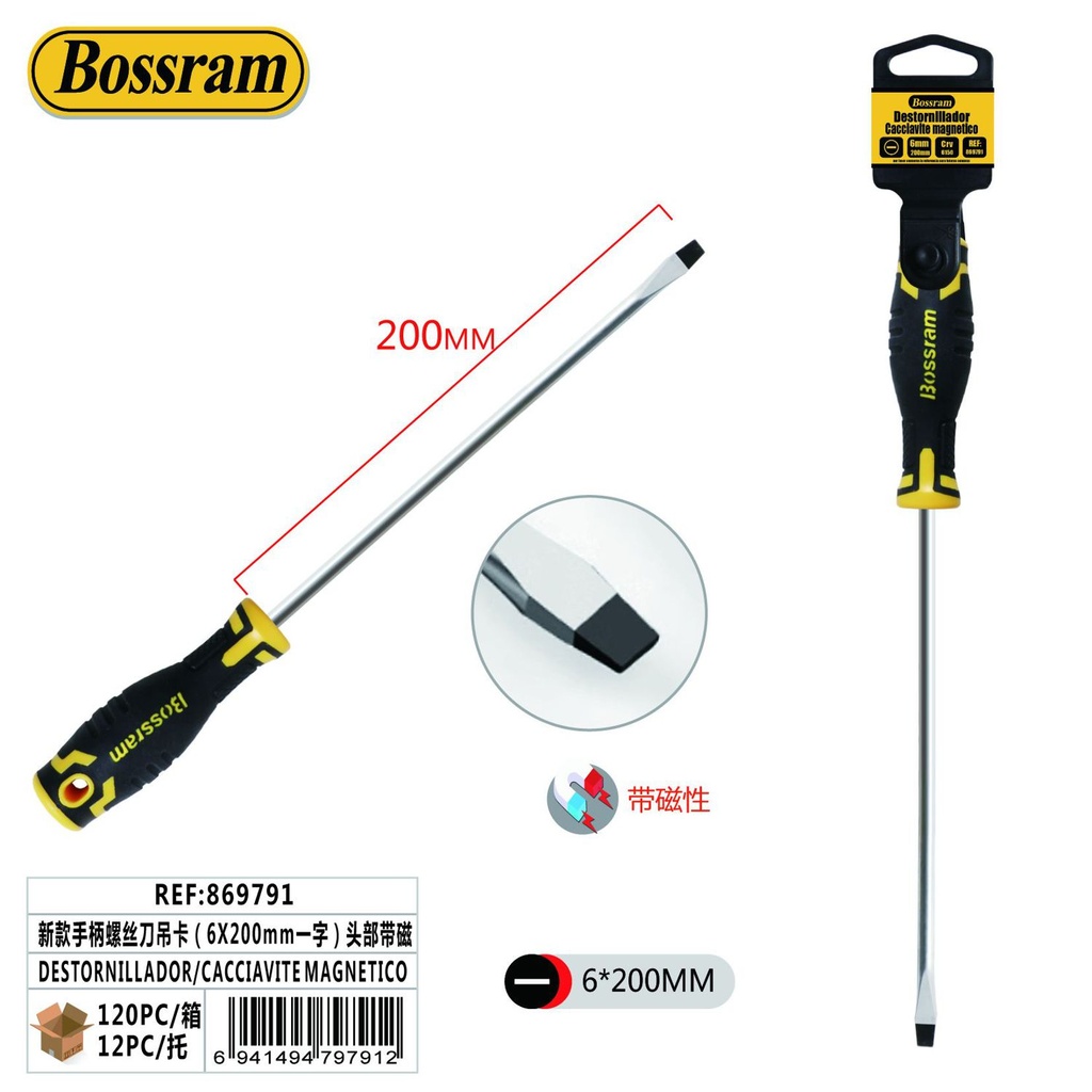 Destornillador magnético 6x200mm para tornillos