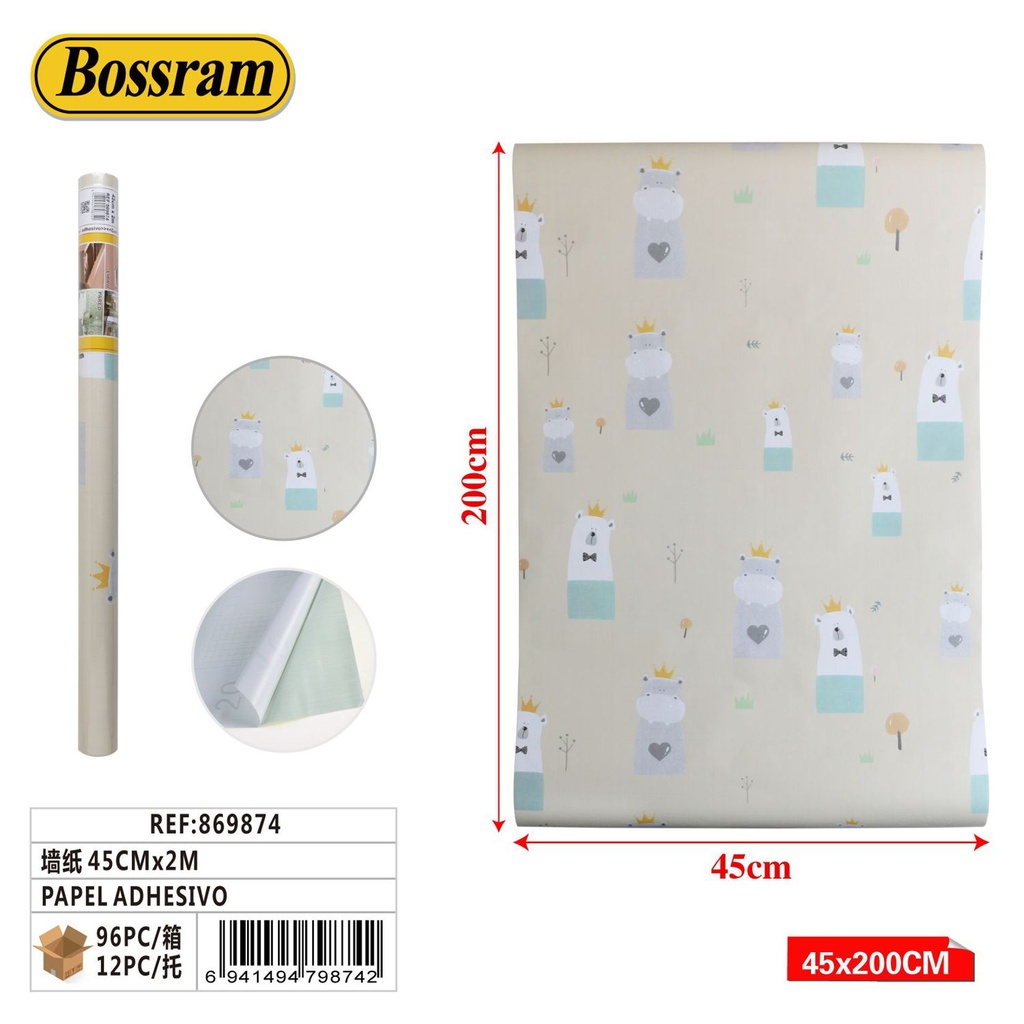 Papel adhesivo 45cmx2m para decoración