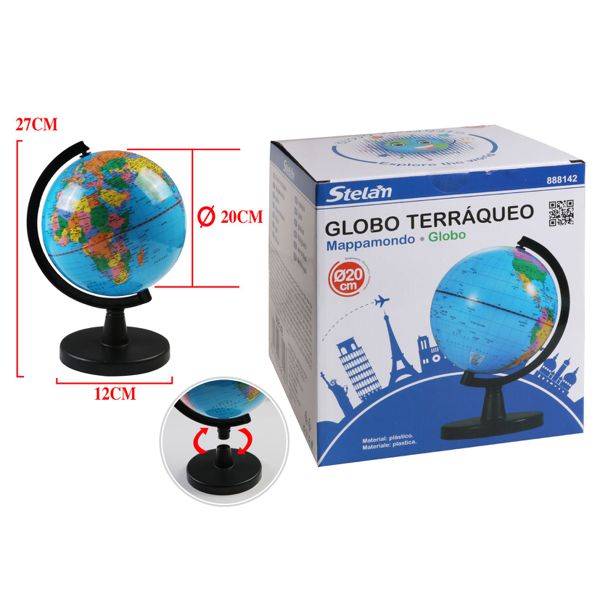 Globo terráqueo grande diámetro 20cm para educación y decoración