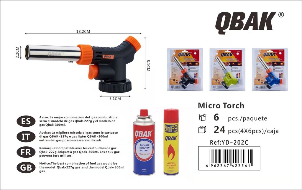 Soplete QBAK YD-202C para cocina y barbacoa