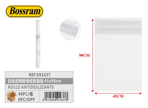 Rollo antideslizante blanco transparente 45x90cm