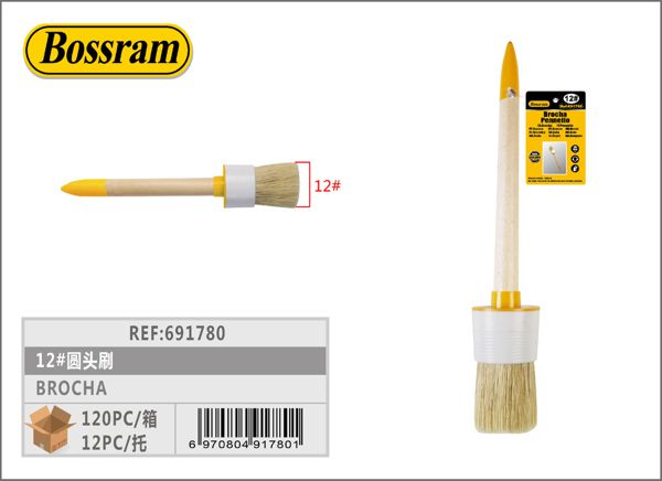 Brocha de madera redonda 12# para pintura