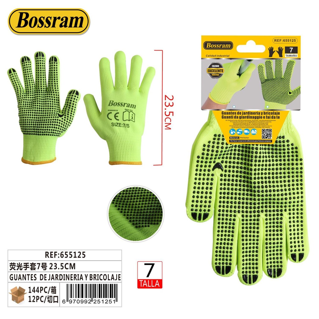 Guantes de jardinería y bricolaje fluorescentes talla 7 23.5cm