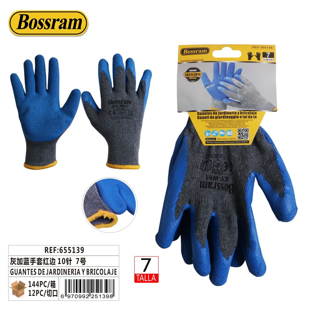 Guantes de jardinería y bricolaje gris y azul talla 7