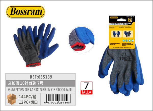 Guantes de jardinería y bricolaje gris y azul talla 7