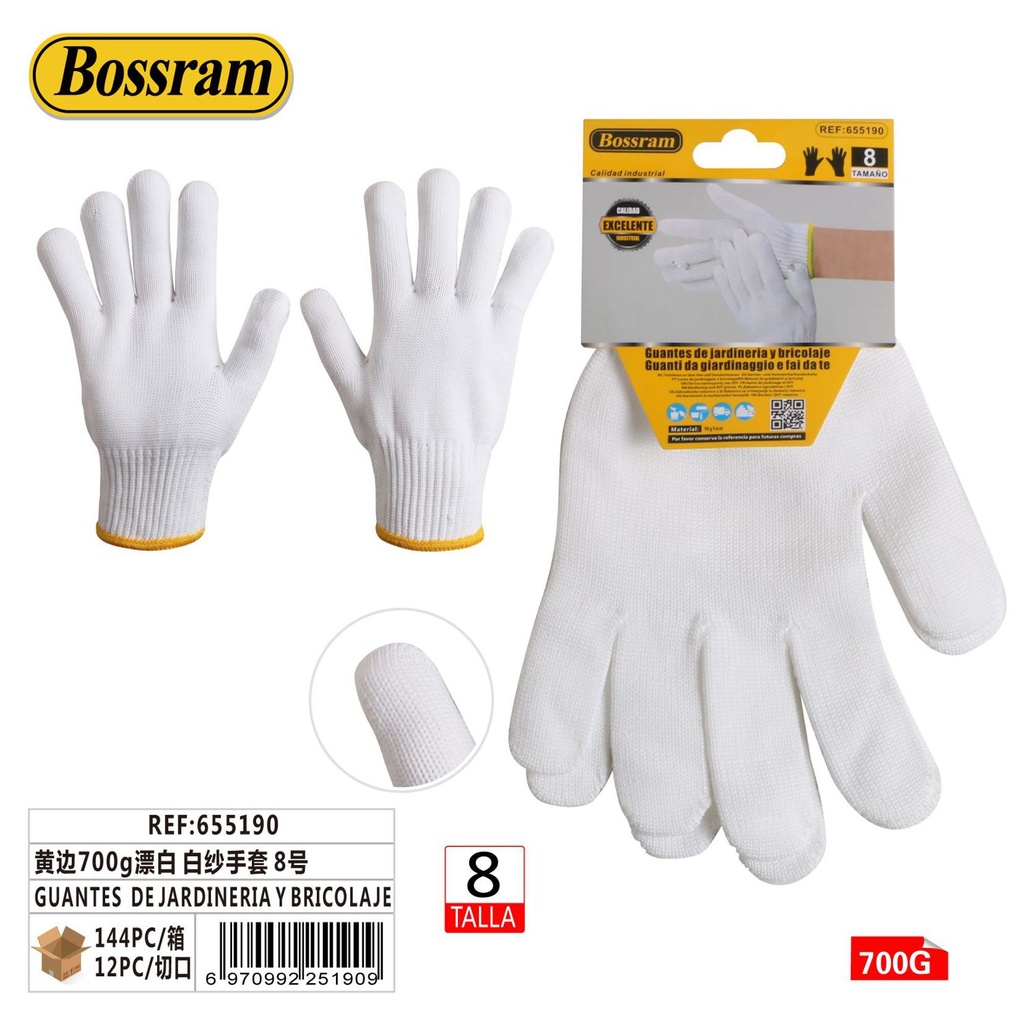 Guantes de jardinería y bricolaje 700g blanco