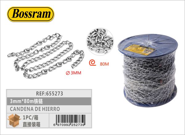 Cadena de hierro galvanizado 3.0mm x 80m