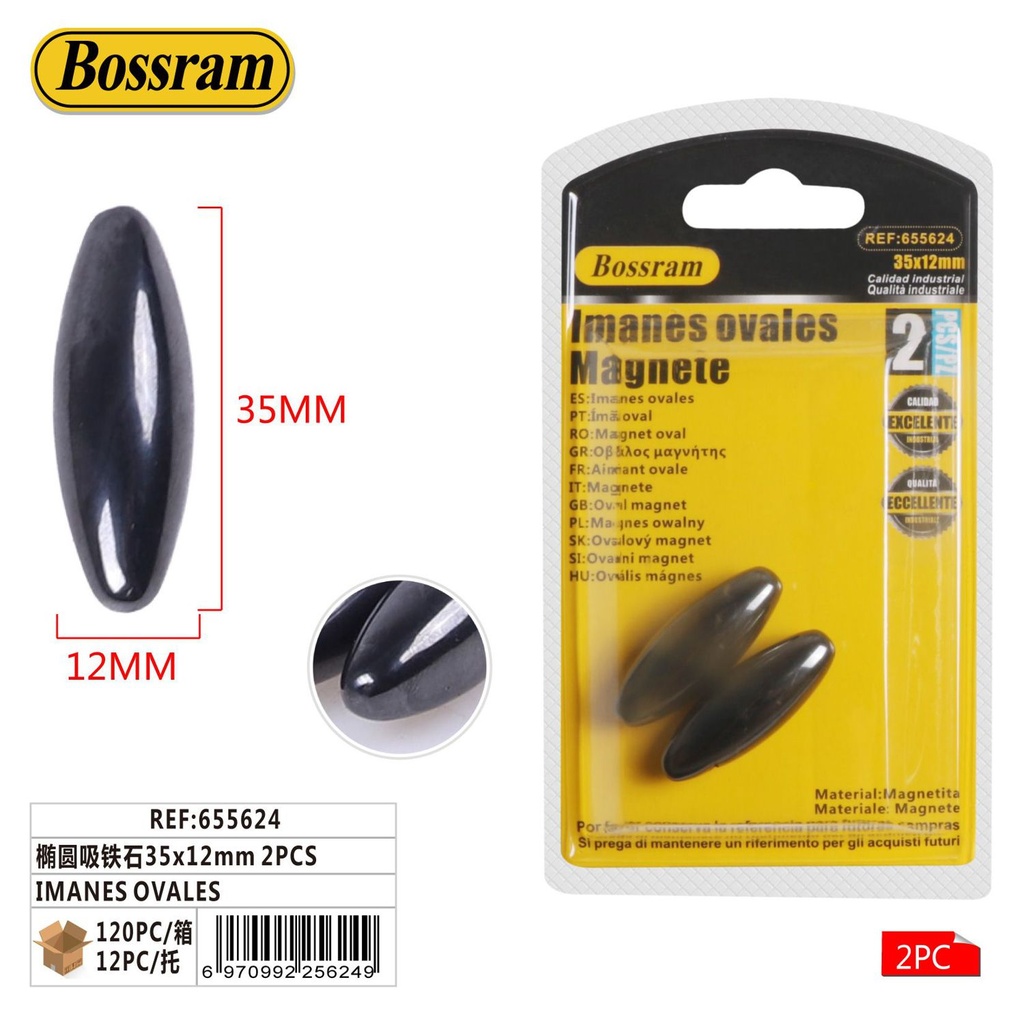 Imanes ovales 35x12mm 2pcs para uso doméstico y oficina