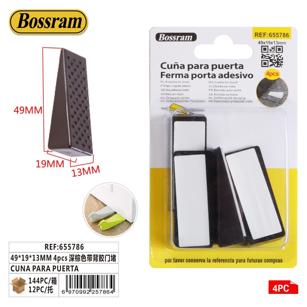 Cuña para puerta marrón con adhesivo 49*19*13mm 4pcs para protección de muebles