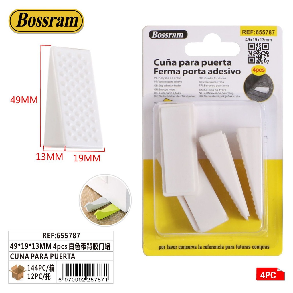 Cuna para puerta con adhesivo 49x19x13mm 4pcs