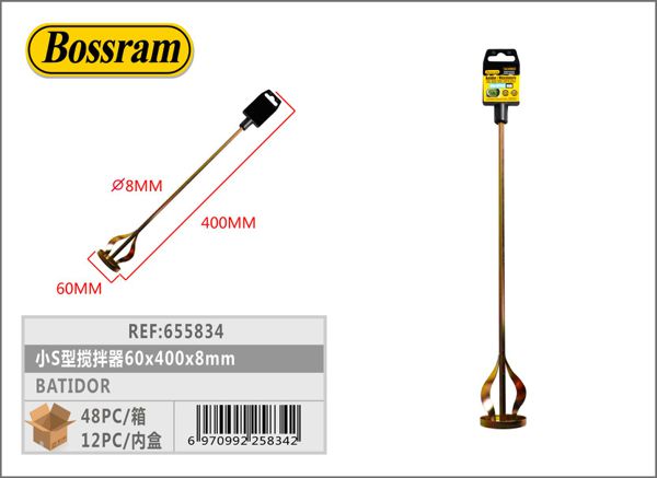 Batidora manual para cemento 60x400mm 8mm para mezclas