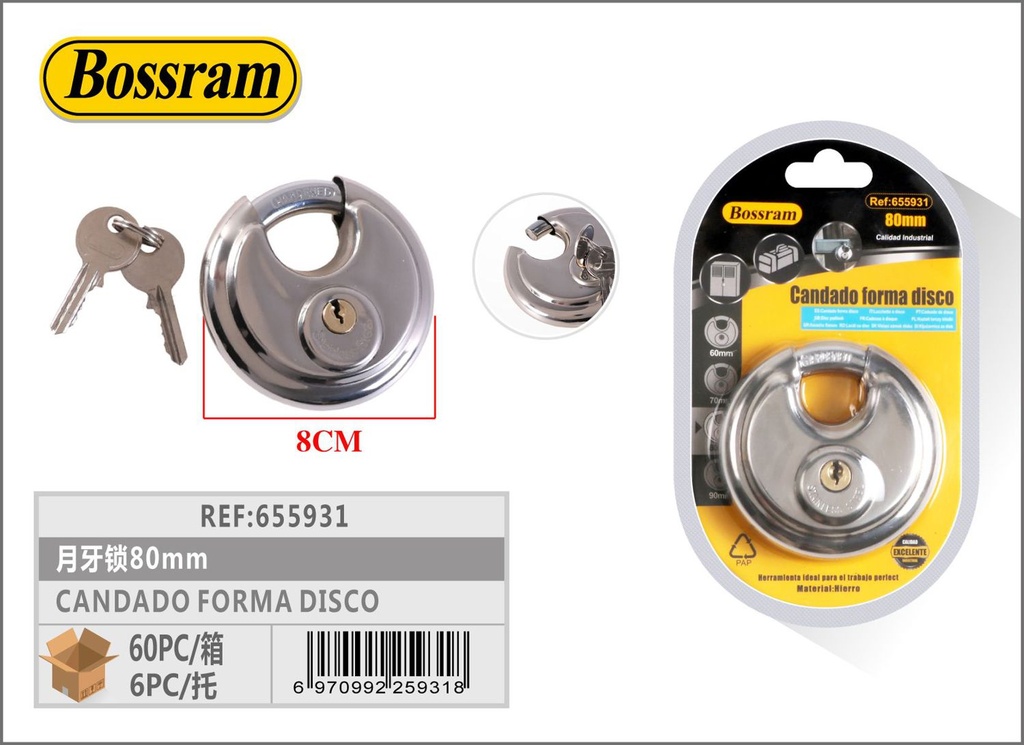 Candado de disco 80mm para seguridad