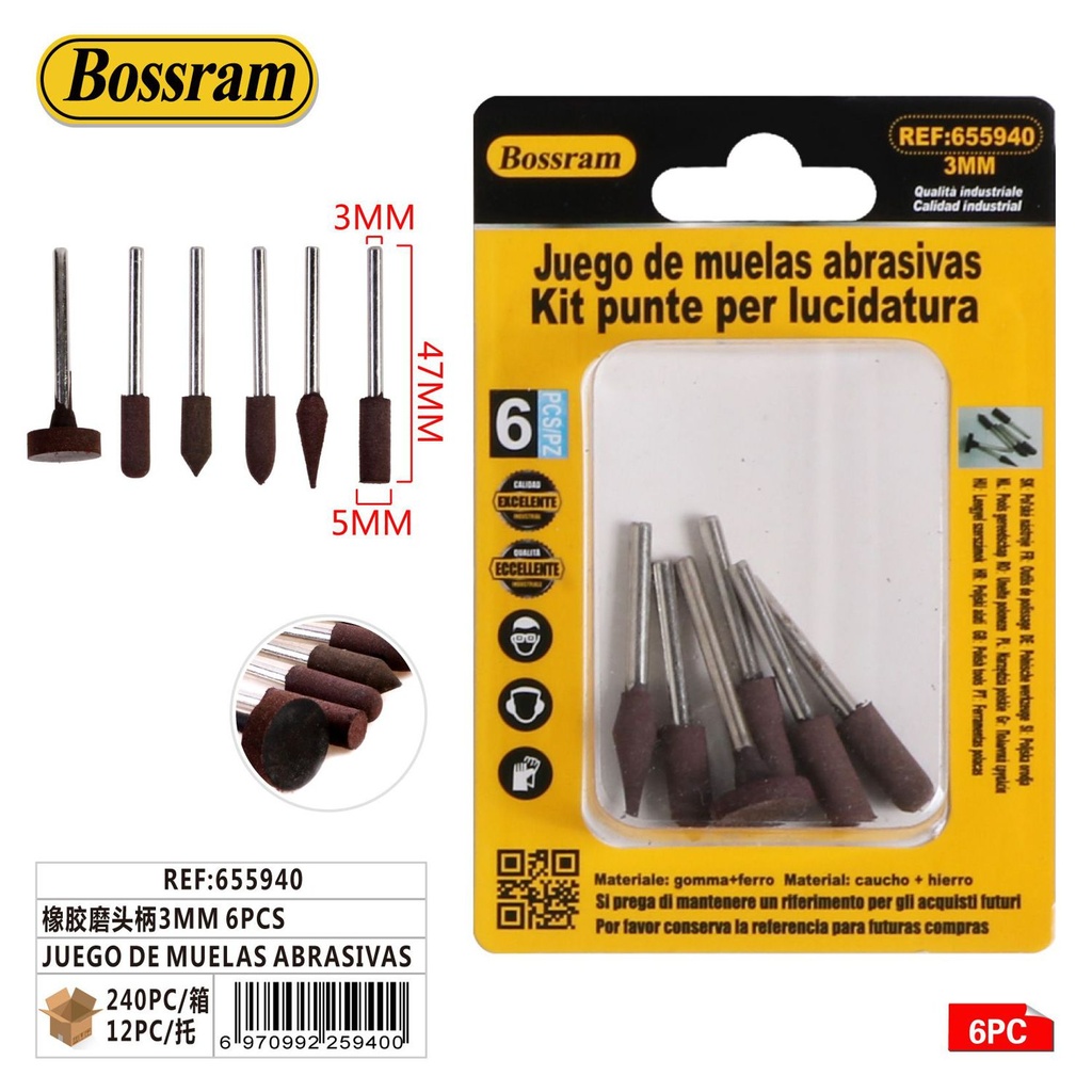 Juego de muelas abrasivas 3mm 6pcs