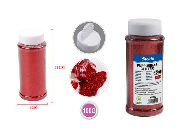 Bote de purpurina rojo 100g