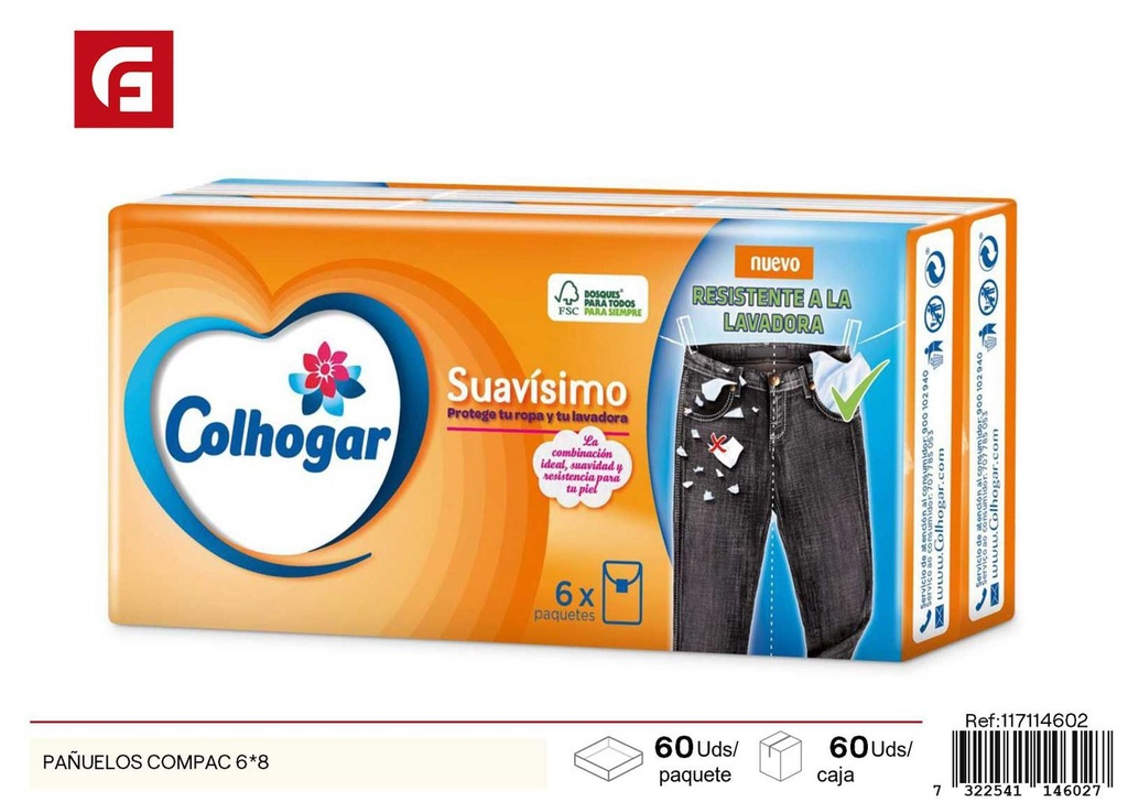 Pañuelos Compac 6x8 para higiene personal