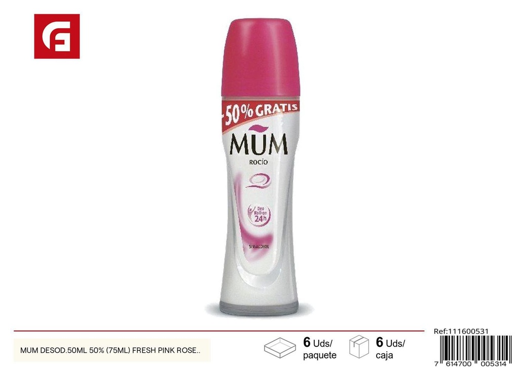 Desodorante en gel MUM Fresh Pink Rose 50ml+50%