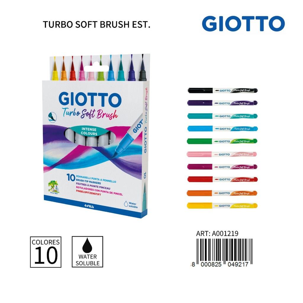 Giotto Turbo Soft Brush acuarela 10 unidades para dibujo