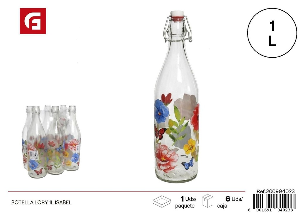 Botella de cristal Lory 1L