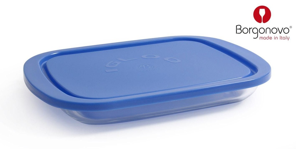 Fiambrera de vidrio con tapa plana 26*18,5 cm azul - Almacenamiento hermético
