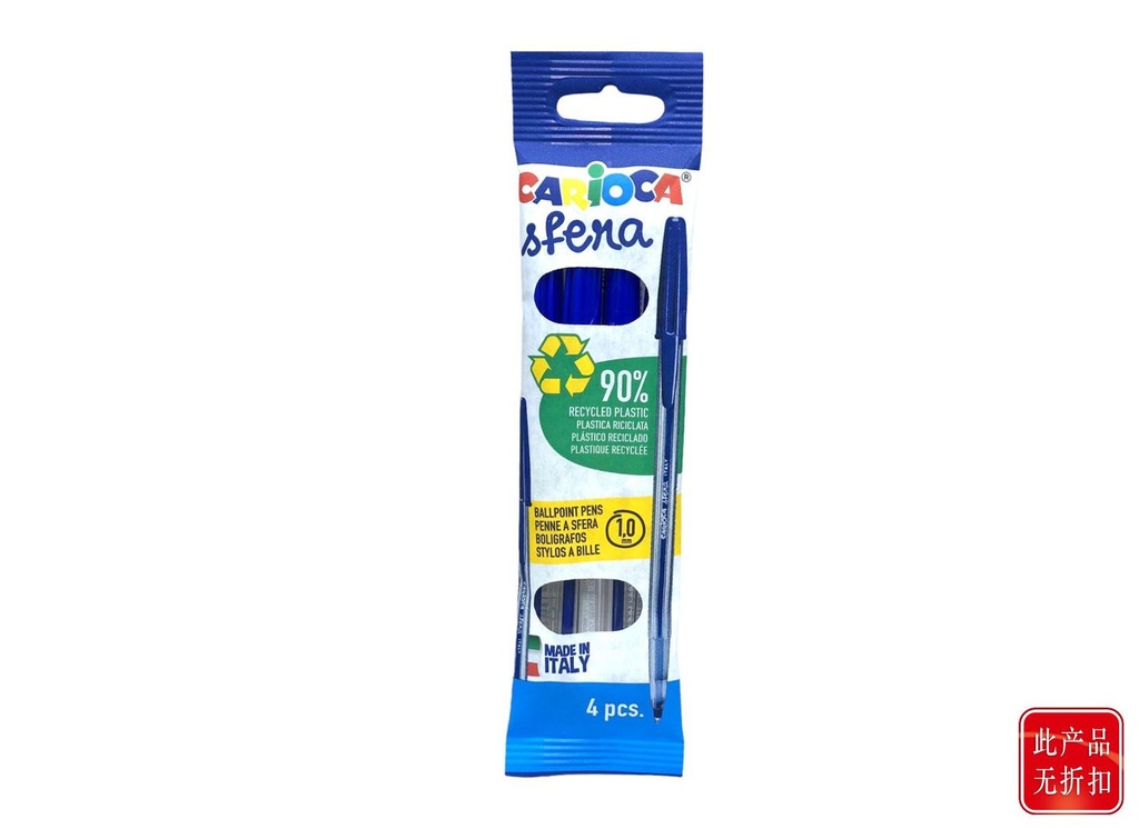 Bolígrafo azul Carioca Sfera Flowpack 4pcs para escritura