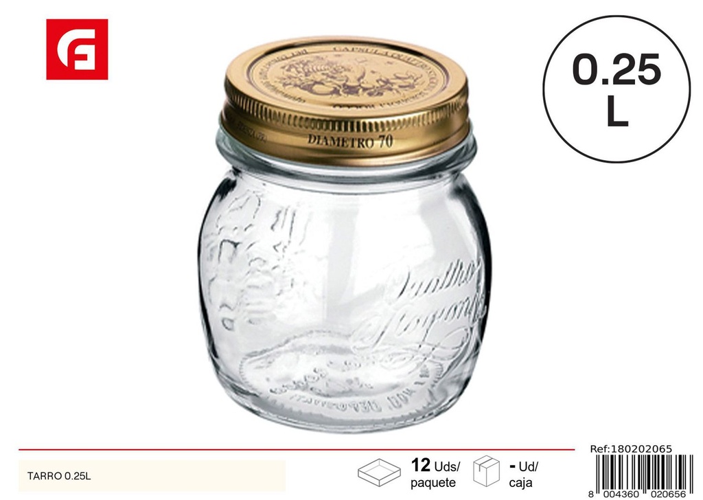 Tarros de vidrio 0.25 L - Almacenamiento y conservación