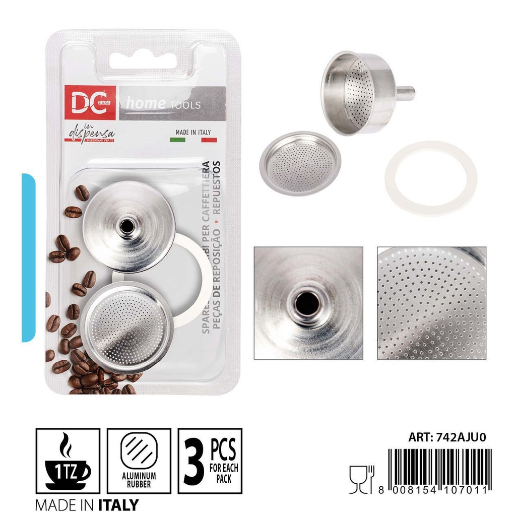 Embudo con junta y filtro de repuesto para cafetera 1tz
