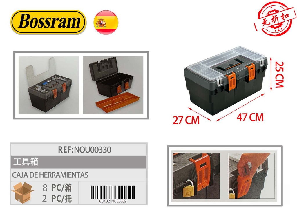 Caja de herramientas para almacenamiento y bricolaje