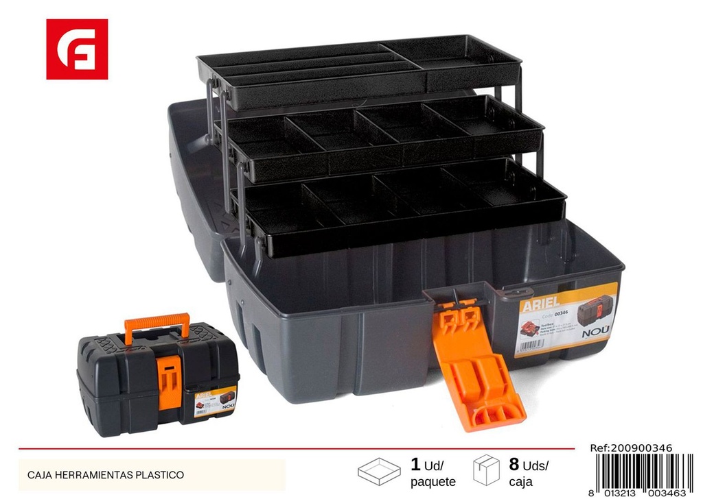 Caja de herramientas de plástico para organización de herramientas