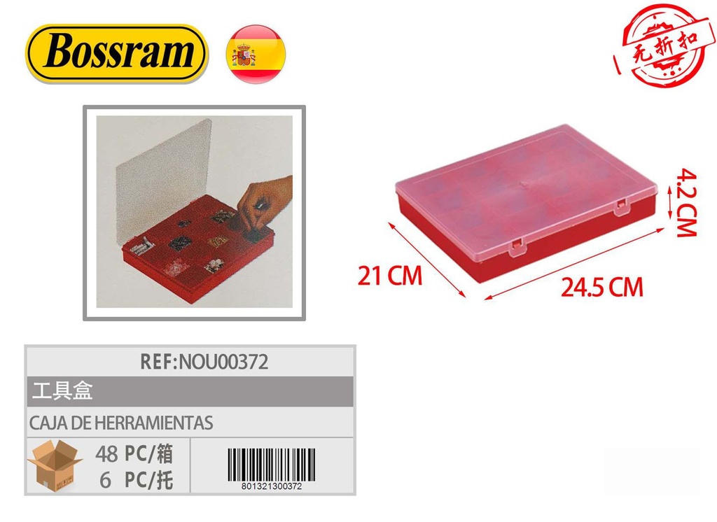 Caja de herramientas resistente para almacenamiento y transporte