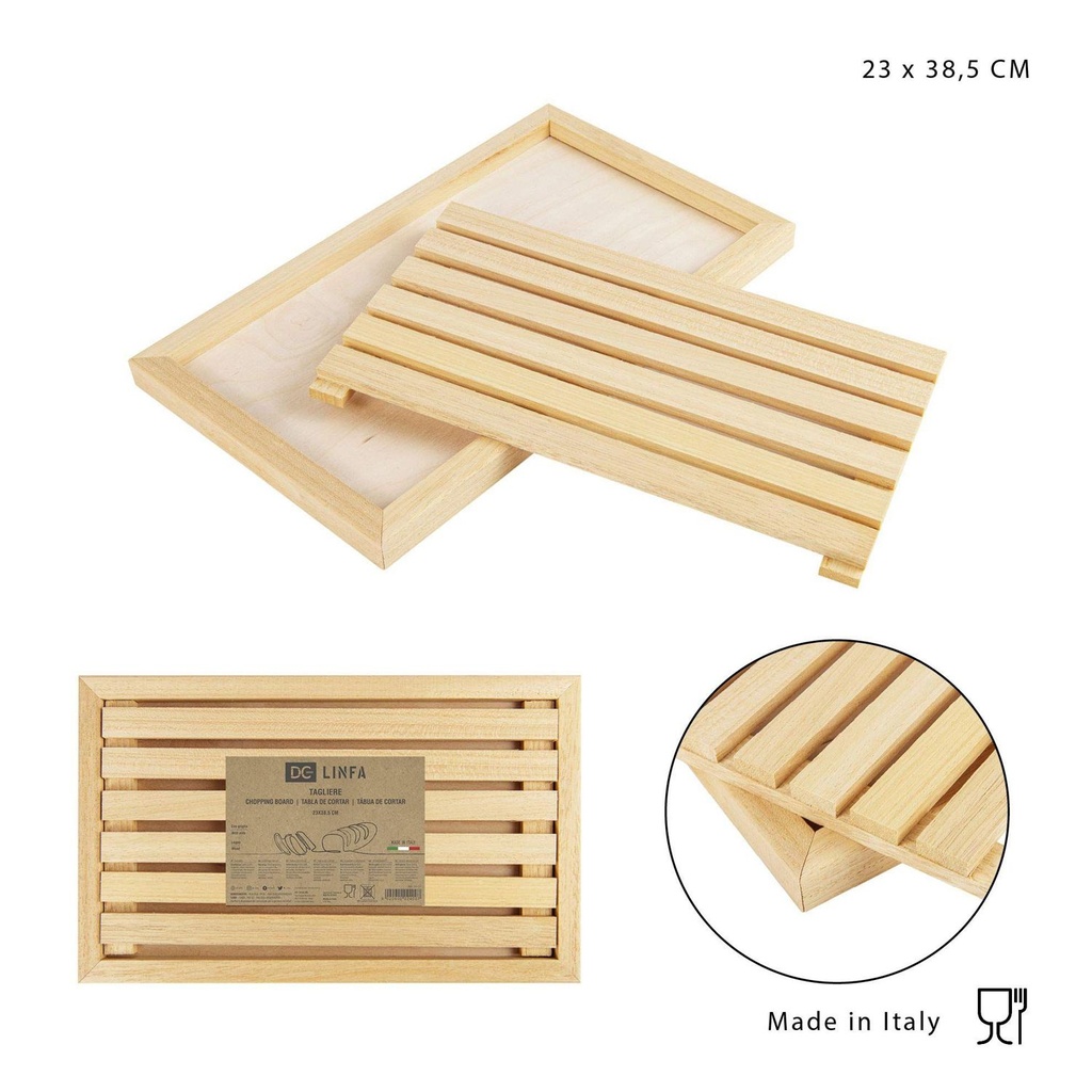 Tabla de cortar de madera con parrilla 23x38.5cm para cocina