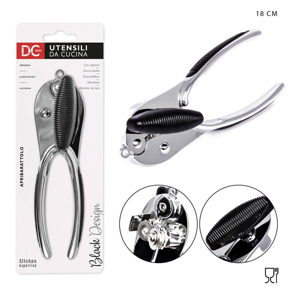 Abridor de latas 18 cm color negro - Utensilios de cocina