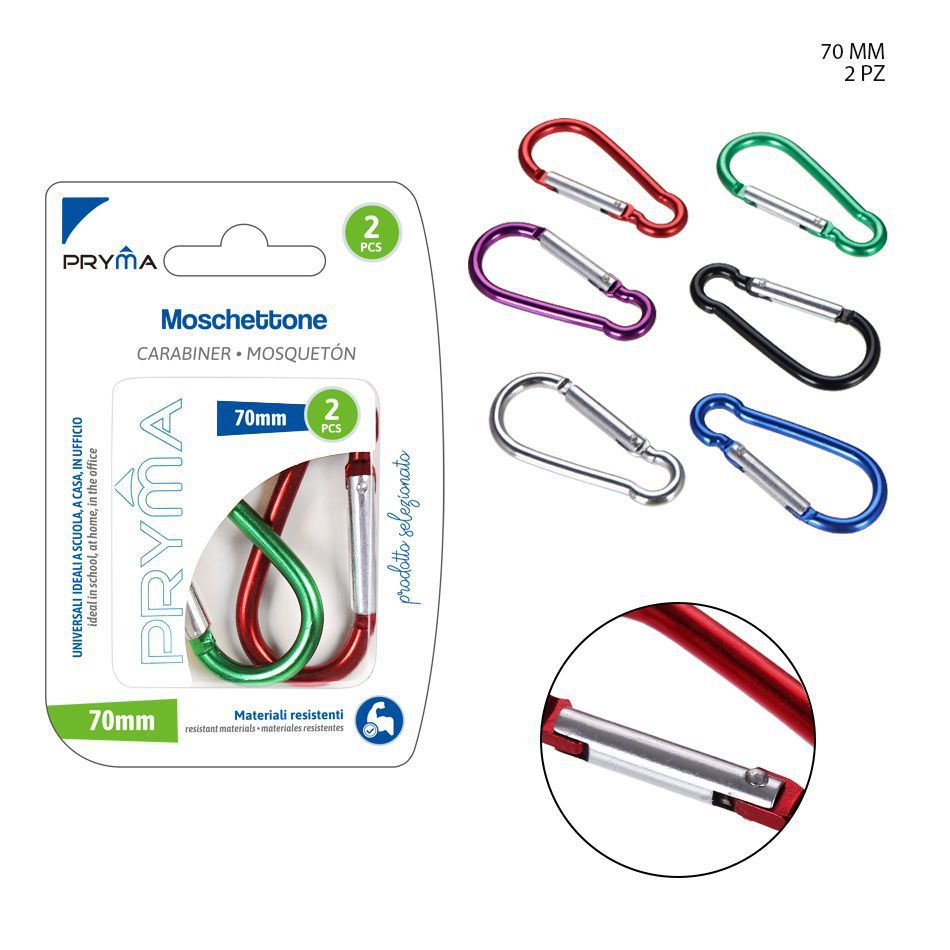 Mosquetón 7cm 2pcs para camping y senderismo