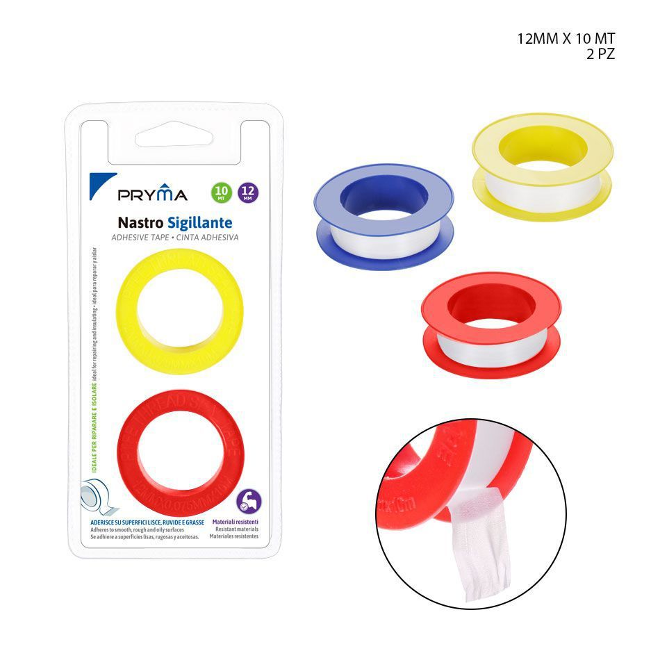 Cinta adhesiva fina 12MMx10M - Cinta autoadhesiva 1.2CMx10M 2PZ