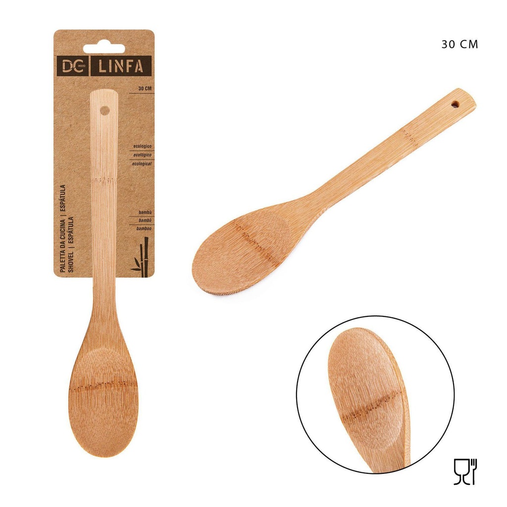 Espátula redonda de bambú 30cm para cocina