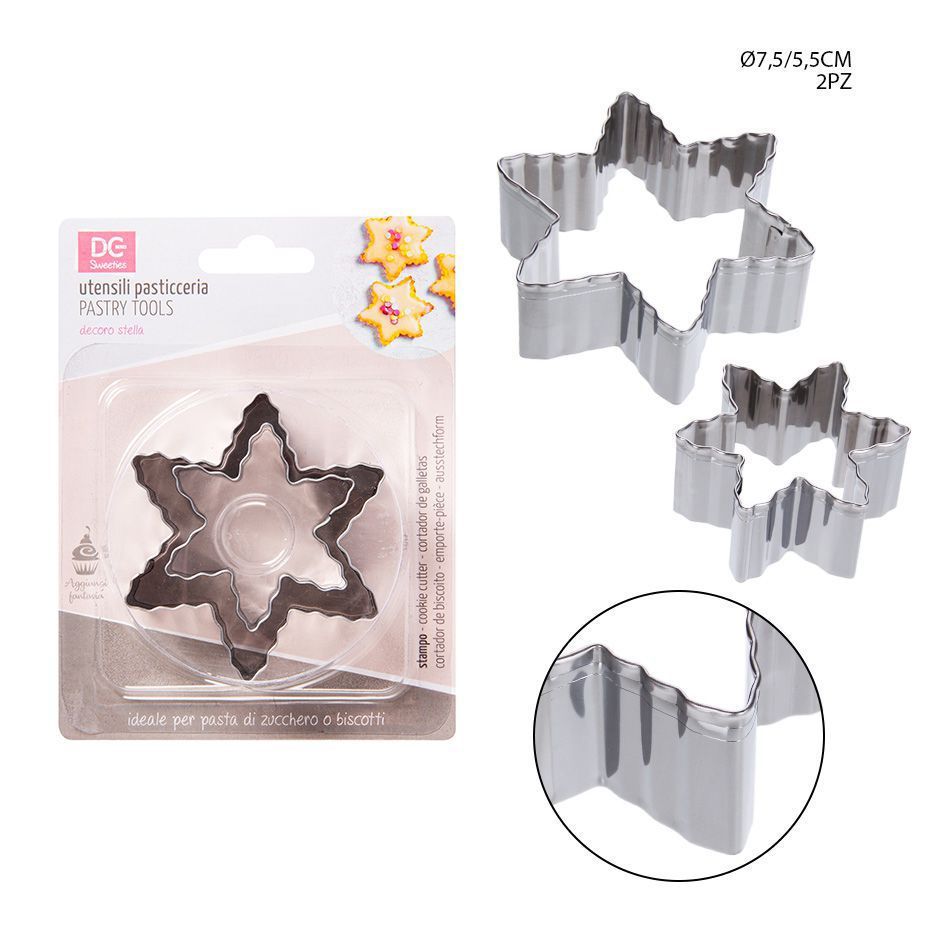 Molde de estrella 5.5-7.5cm 2pcs para repostería