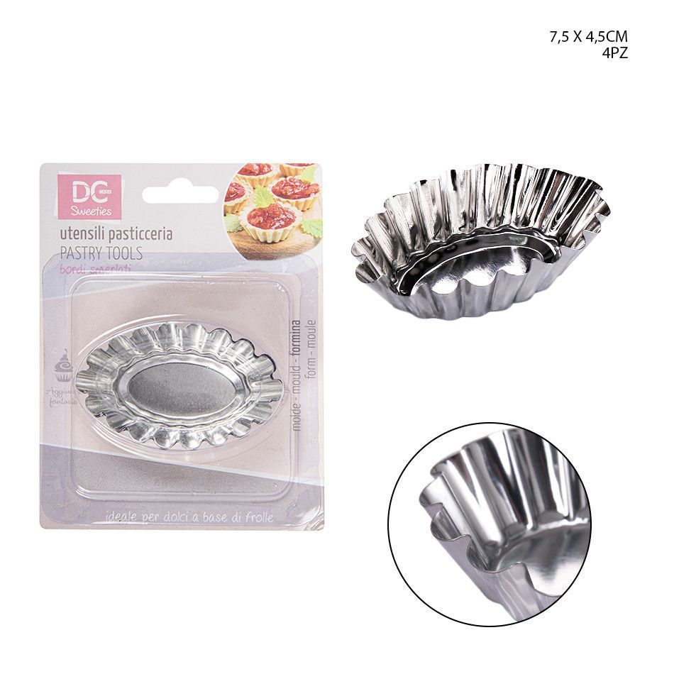 Moldes de magdalenas ovalados de metal 7.5X4.5CM 4 piezas - Utensilios de repostería