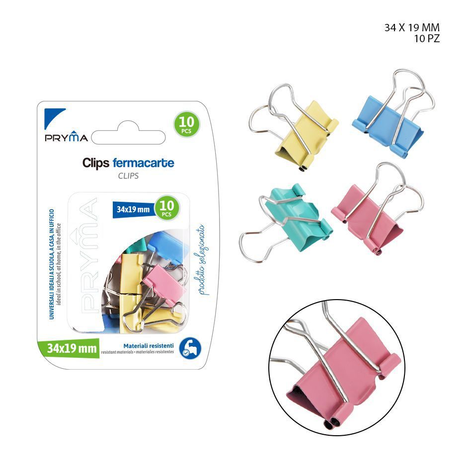 Clip de papel de colores 34 x 19 mm 10 PCS - Accesorios variados