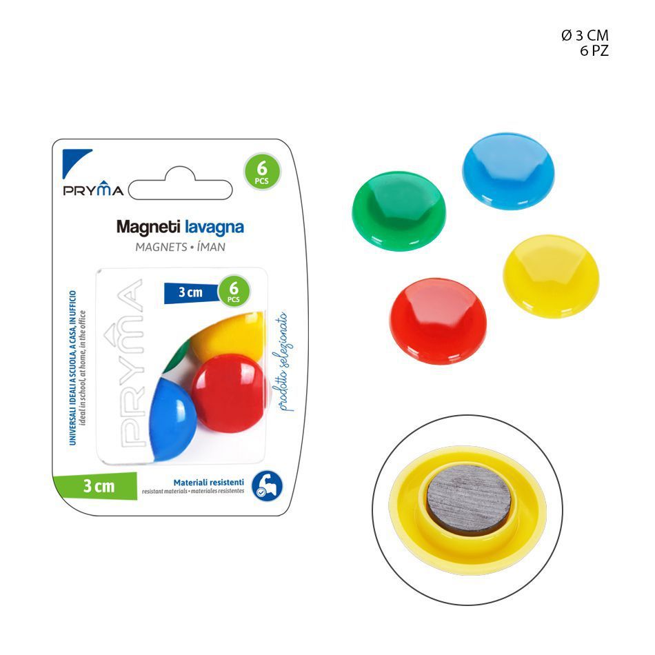 Imán redondo para pizarra 3 cm 6 PCS - Accesorios variados