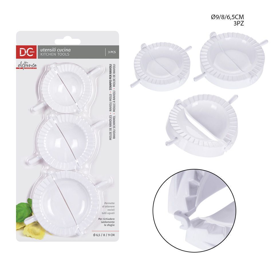 Molde de ravioles de plástico 6.5-8-9cm 3pz para cocina