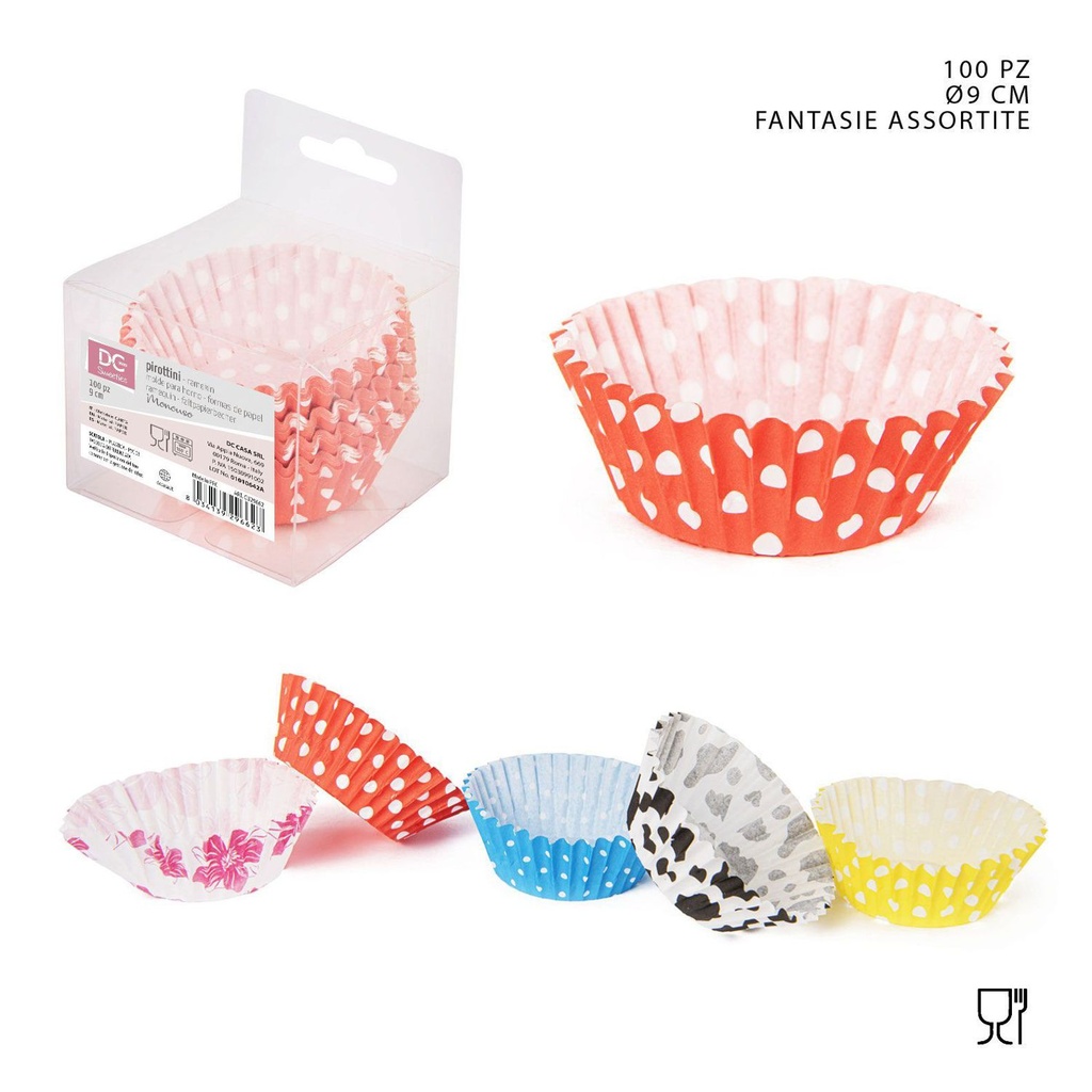 Moldes de papel para magdalenas 9CM 100PZ - Utensilios de repostería