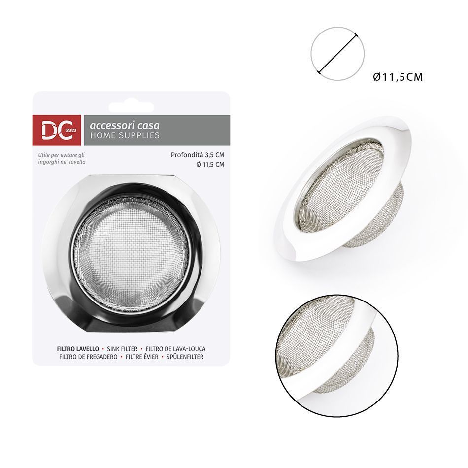 Filtro fregadero acero inoxidable 11.5cm prof. 3.5cm