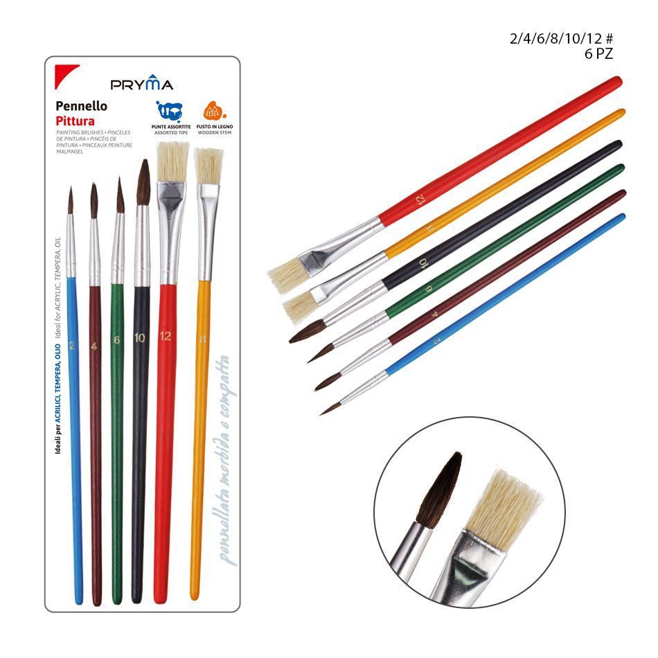 Pincel de color 6pz - Accesorios de arte